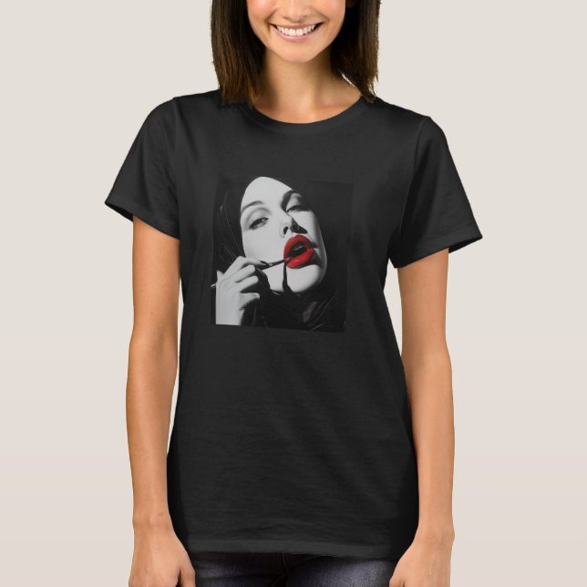 rebellig nunna med läppstift, rebellig nunna t shirt (Framsida)