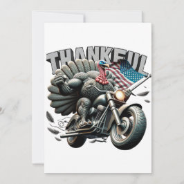 Rebellig Thanksgiving Turkiet Riding a Motorcle Inbjudningar