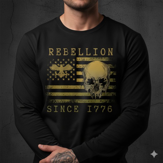 Rebellion 1776 American Flag Skull Long Sleeve Tee (Skapare uppladdad)