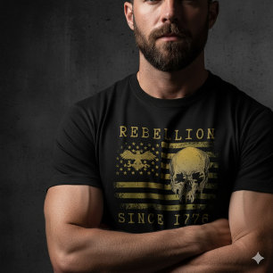Rebellion 1776 Amerikansk Flagga Dödskalle T-Shirt