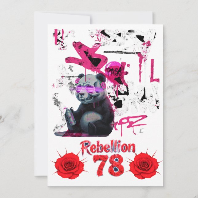 Rebellion 78 Graffiti Panda Bröllopsinbjudan diy Inbjudningar (Framsida)