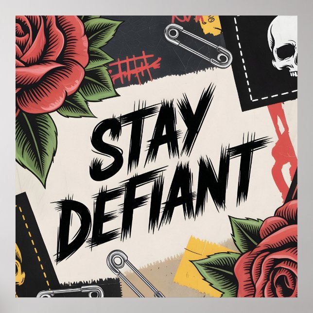 Rebellious Design: "Stay Defiant" Punk Slogan Poster (Framsidan)