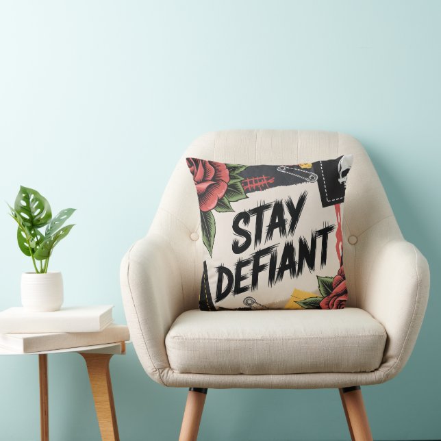 Rebellisk design: "Stå trotsigt" punk slogan Kudde (Stol)