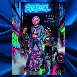 Rebellisk födelsedagsgraffiti Motorcykel Gränd Hun Inbjudningar