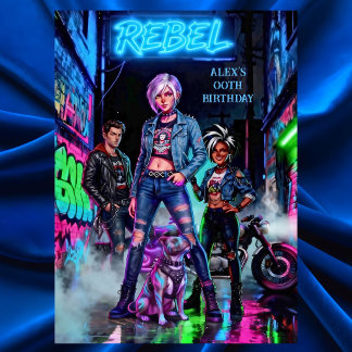 Rebellisk födelsedagsgraffiti Motorcykel Gränd Hun Inbjudningar