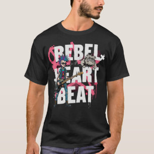 Rebellisk hjärtrytmisk punkrockbasgitarrkonst t shirt