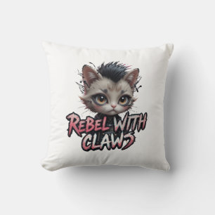 Rebellisk kudde med klor Punkrock kattkudde