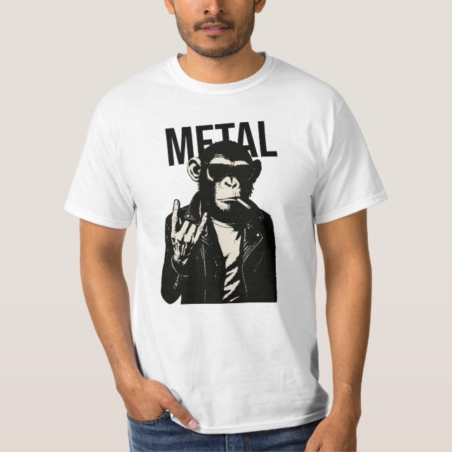 Rebellisk metallschimpans t shirt (Framsida)