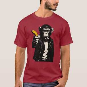 rebellisk schimpans med banangevär t shirt
