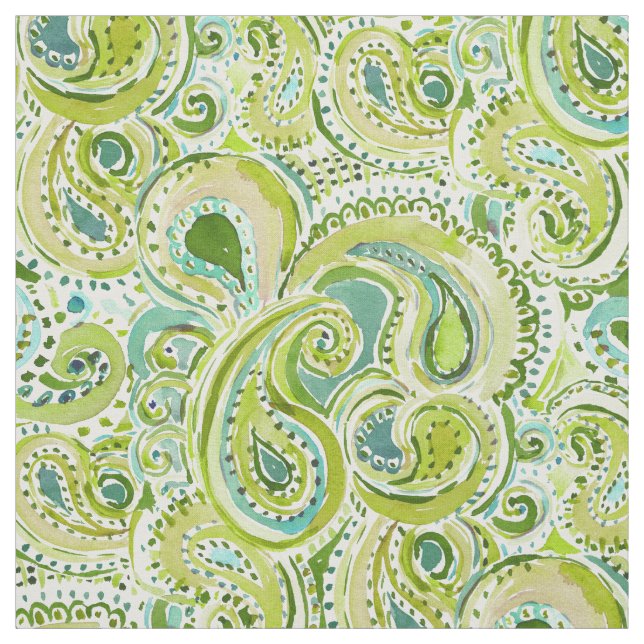 REBELLISK TENDENSgrönt Paisley Tyg (Provkarta)