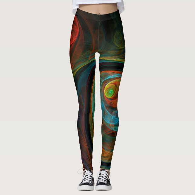 Rebirkelånga blå Abstrakt Art Leggings (Framsida)