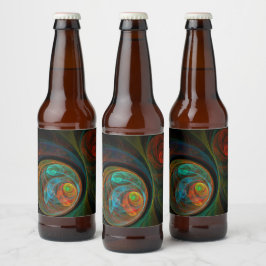 Rebirkelånga blå Abstrakt Art Ölflaska Etikett