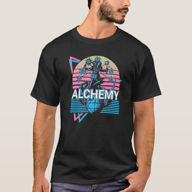 Rebis Alchemy Alchemist Magnum Opus Retro 1 T Shirt (Framsida)