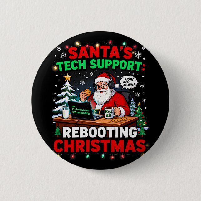 Rebooting Funny Santa's Tech Support Christmas Com Knapp (Framsida)