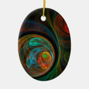 Reborn Blue Abstrakt Art Oval Ornament