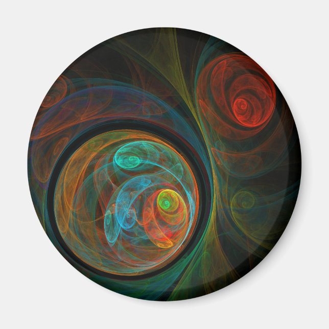 Reborn Blue Abstrakt Art Round Magnet (Framsidan)