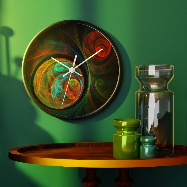 Reborn Blue Abstrakt Art Round Stor Klocka (Rebirth Blue Abstract Art Round Clock)