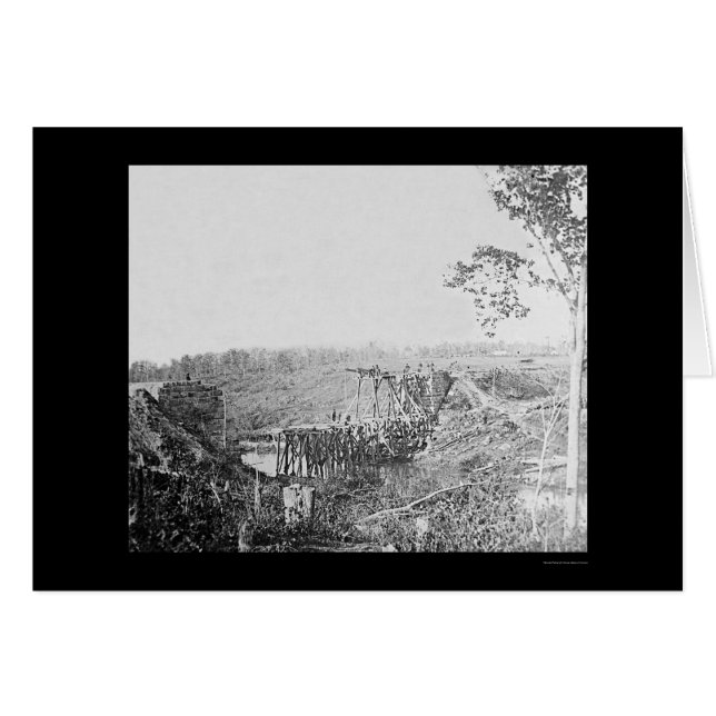 Rebuilding Railroad Bridge over Cedar Springa, VA  Hälsningskort (Framsidan Horizontal)