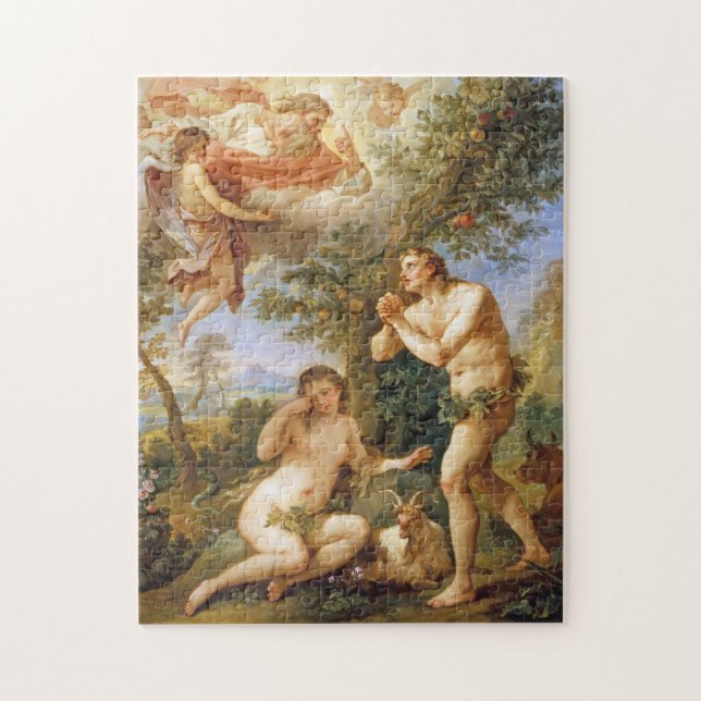 Rebuken på den bibliska Religiösan i Adam och Kväl Pussel (Vertikal)