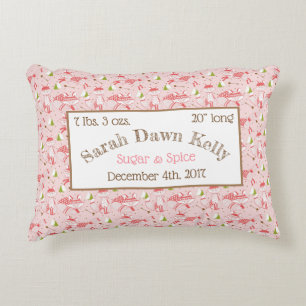 Rec Pillow Rosa Foxes Baby Birth Info Anpassa Prydnadskudde