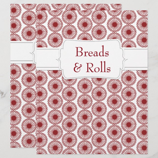 Recaint Maroon Blommigt Recipe Divider (Fram/baksida)