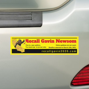 Recall Gavin Newsom 2020 Bumper Sticker Bildekal