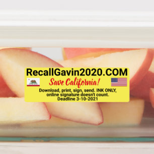 Recall Gavin rektangulär förpackning Klistermärke