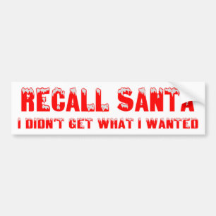 RECALL SANTA Bumper Sticker Bildekal