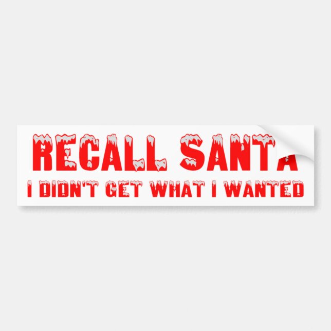 RECALL SANTA Bumper Sticker Bildekal (Framsidan)