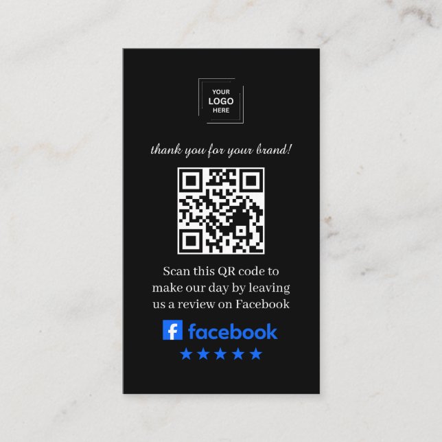 Recensionskod QR-betyg Svart Professionell Stil Visitkort (Framsida)