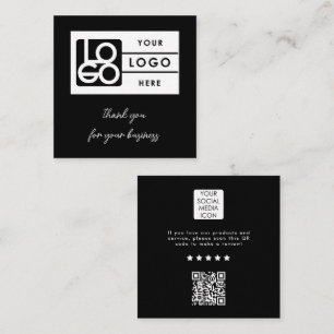 Recensionslänk Företagets logotyp QR-kod Tack Svar Fyrkantigt Visitkort