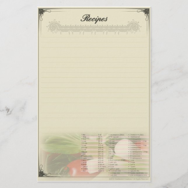Recept Anpassat brevpapper (Framsida)