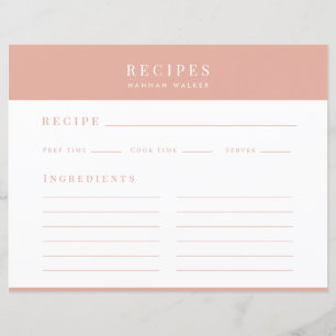 Recept Elegant Rosa Feminint Receptkort