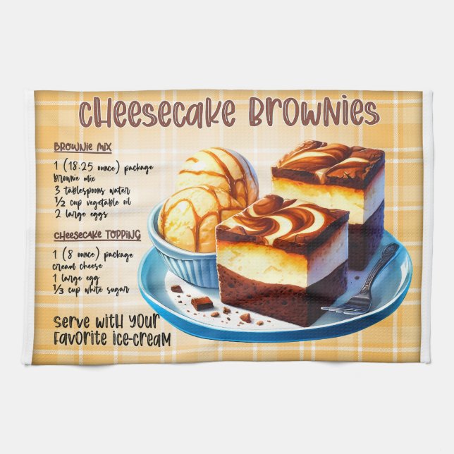 Recept för Cheesecake Brownies Recipe Kökshandduk (Horisontell)