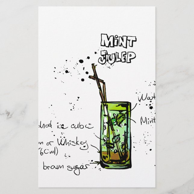 Recept för coctail för MintJulep Brevpapper (Framsida)