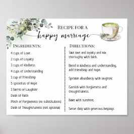 Recept för ett lyckligt äktenskap Greenery Matcha Poster