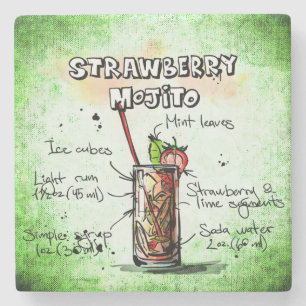 Recept för jordgubbeMojito drink Stenunderlägg