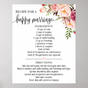 Recept för lyckligt äktenskap brölloppspresent i r poster