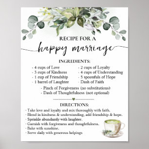 Recept för lyckligt äktenskap Matcha bröllopsgåva Poster