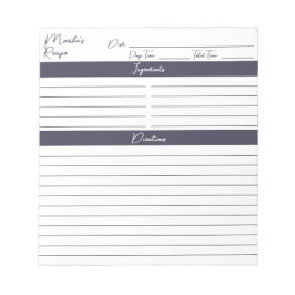 Recept för Modern Grått Personlig--skiva Anteckningsblock