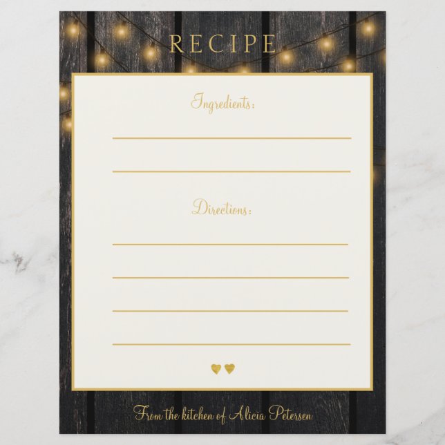 Recept för typografi av elegant av lyxträ (guld) (Framsida)