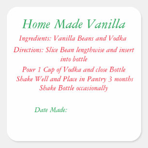 Recept Home Made Vanilla Fyrkantigt Klistermärke