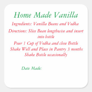 Recept Home Made Vanilla Fyrkantigt Klistermärke