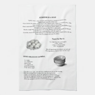 Recept med ritar illustrationer; Oatmeal ägg Kökshandduk