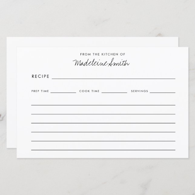 Recept Modernt Skript Från Kökets Receptkort (Fram/baksida)