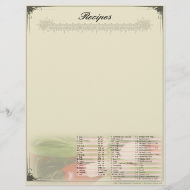 Recept Olinjerat Brevpapper m/ Konverteringar (Framsida)