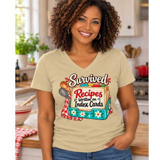 Recept överlevde skrivna på indexkort t shirt