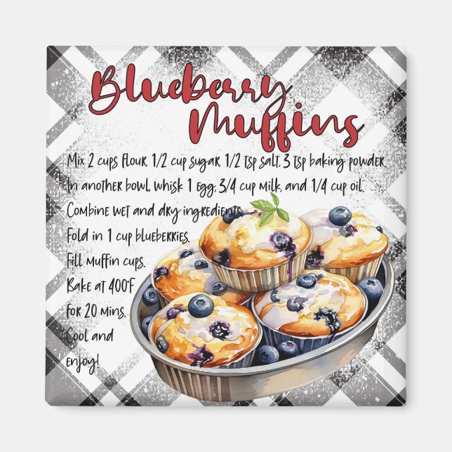 Recept på blåbärsmuffins magnet (Framsidan)