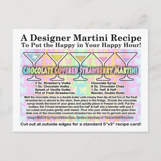 Recept på Chocolate Covered Strawberry Martini Pos Vykort (Framsida)
