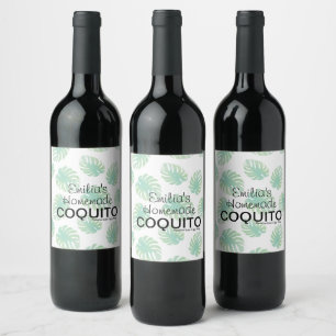 Recept på hemmaskapat Coquito Palmblad Vinflaska Etikett